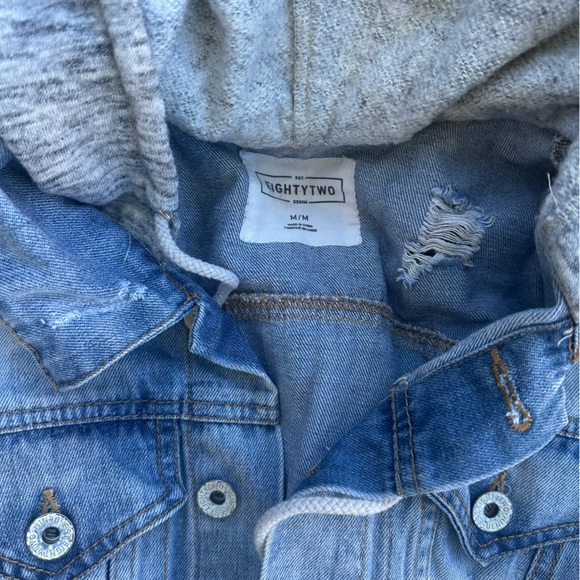 Grey Hooded Jean Jacket - Picture 2 of 3